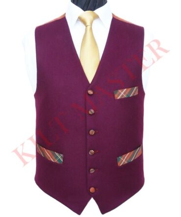 Kilt Vest Burgundy Wool