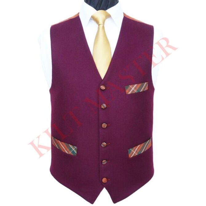 Kilt Vest Burgundy Wool