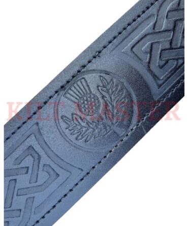 Thistle Engraved Leather Belt