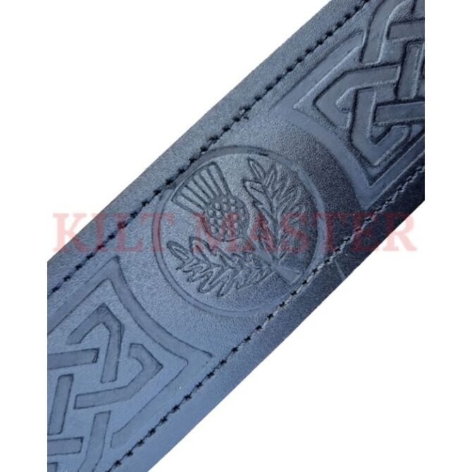 Thistle Engraved Leather Belt