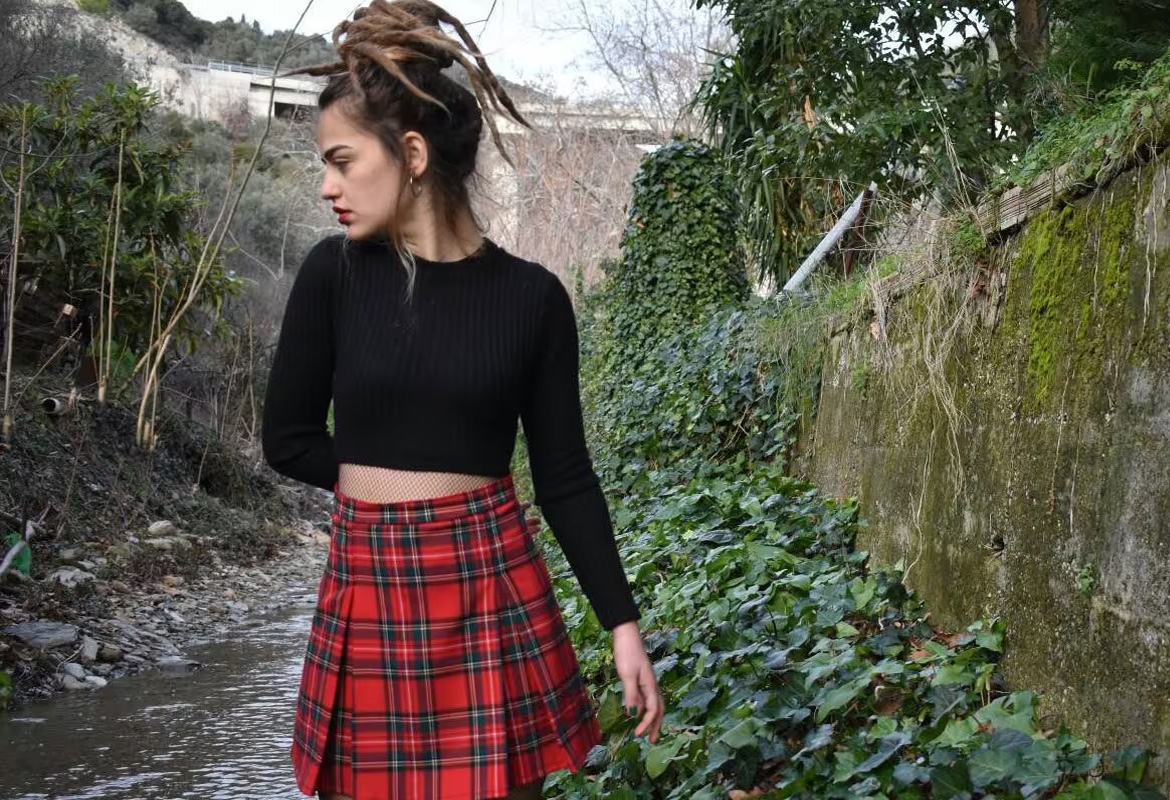 Black Stewart Tartan Skirt