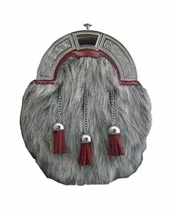 Grey dress full rabbit fur sporran