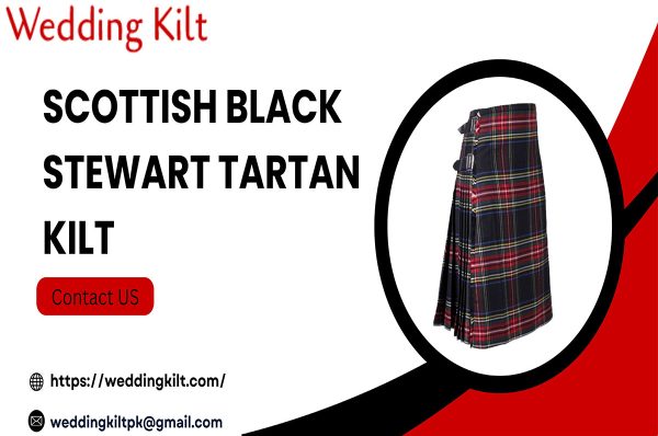 Scottish Black Stewart Tartan Kilt