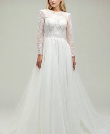 Lace Flowers Wedding Gown