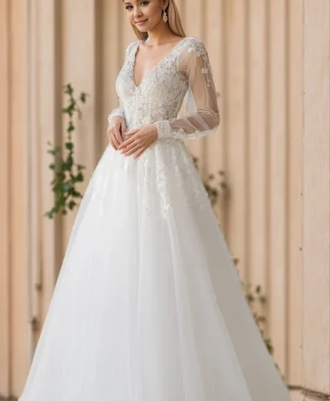 Winter Bridal Gown with Train